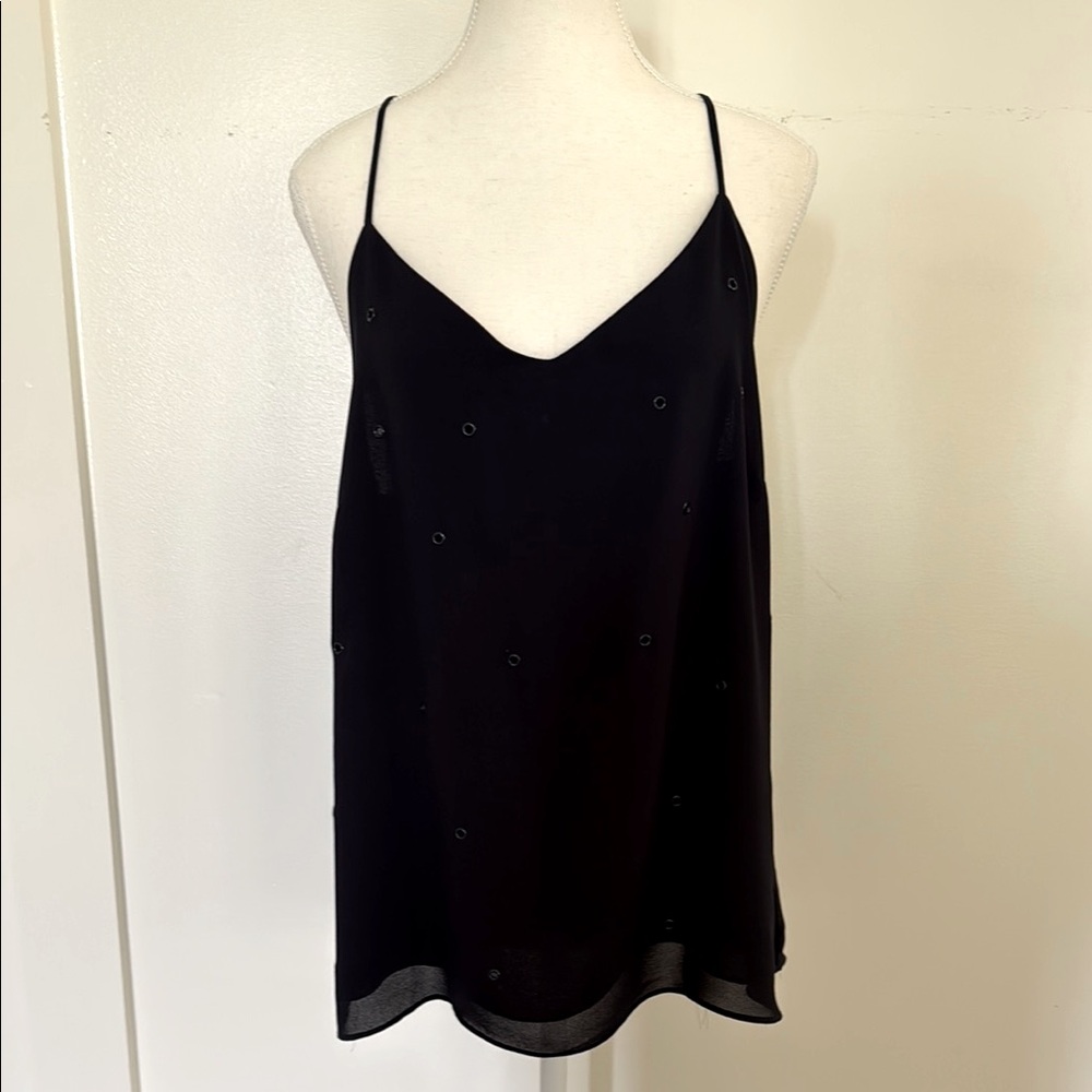 Navy blue drapery grommet Spaghetti Strap Cami Top
